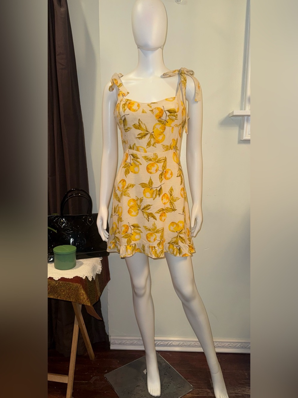 Urban Outfitters Yellow Lemon Print Mini Dress